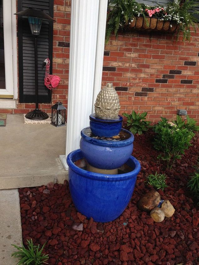 diy fountain for front landscape, outdoor living, ponds water features