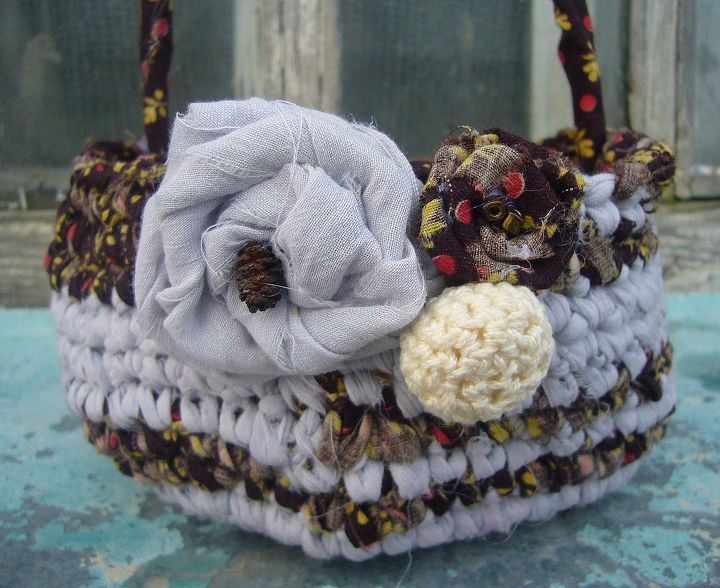 easter fabric crocheted basket, crafts