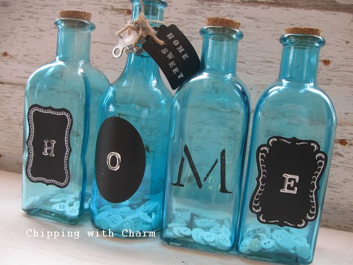 michaels pinterest party colored bottle project, chalkboard paint, crafts, After