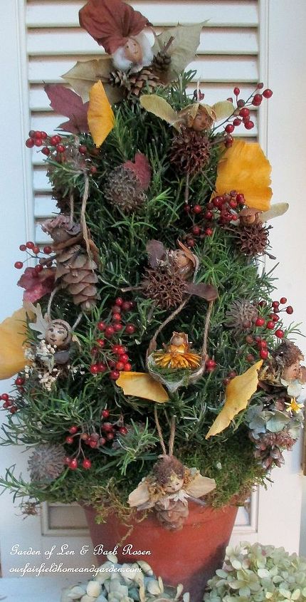 diy have a fairy merry christmas, gardening, seasonal holiday d cor, Rosemary Topiary Tree decorated with Fairies