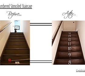 diy numbered staircase, diy, home decor, painting, stairs, Before and after numbered staircase So easy