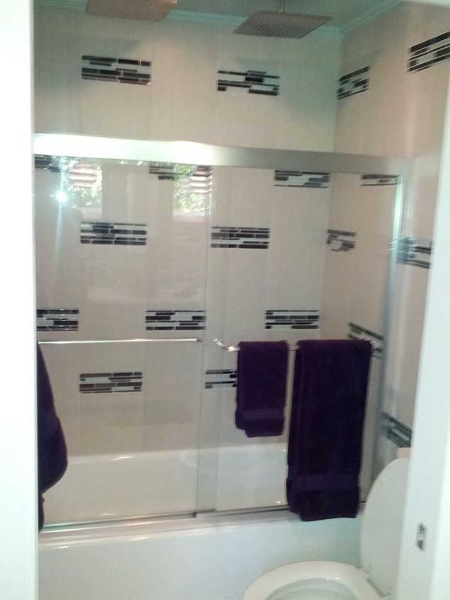 complete bath re do flipped the layout punched out a wall modern amp, bathroom, remodeling, glass and porcelain tile