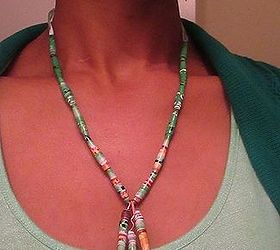paper beads, crafts, A Paper Bead Necklace made from the pages of a Magazine