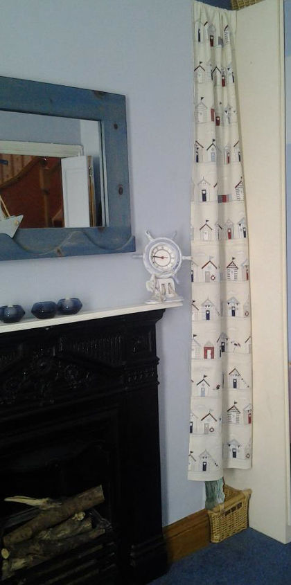 nautical themed bedroom, bedroom ideas, home decor, Under the curtain there are a series of little shelves just right for holding my youngest daugters clothes