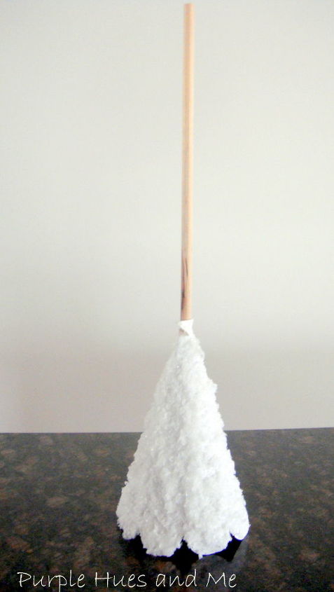 snow trees how to, crafts, seasonal holiday decor, Glue rod in top of largest cone to connect all three cones gluing and taping each one Allow to dry