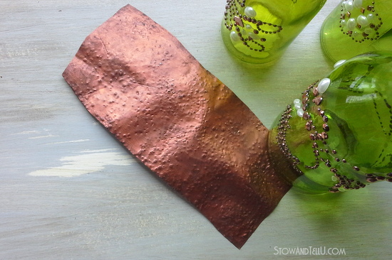 soda can faux hammered copper texture, crafts, repurposing upcycling