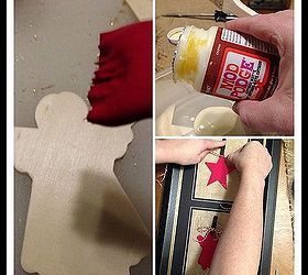 diy christmas art, crafts, decoupage, seasonal holiday decor, Add Mod Podge to red paint to help stick to wood piece and not absorb the paint