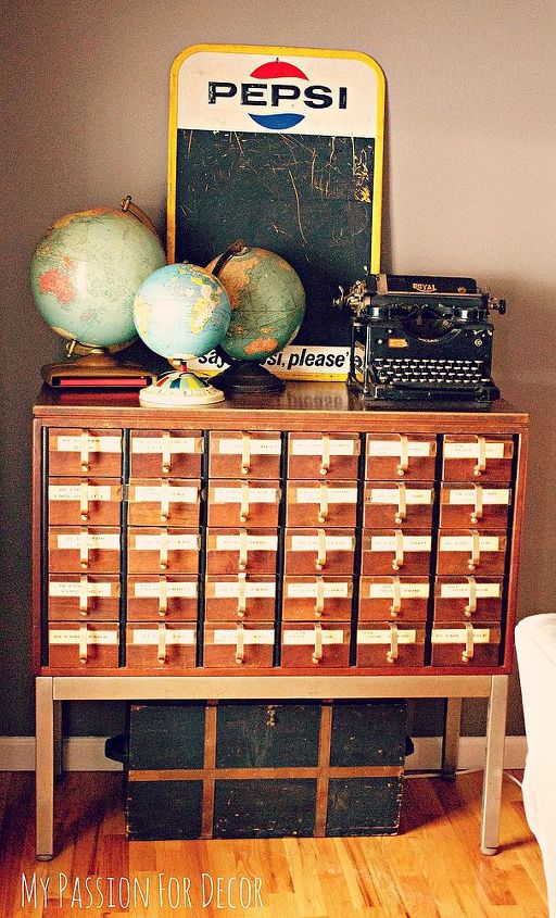 my passion for decor s family room tour, home decor, living room ideas, painted furniture, repurposing upcycling, This is one of my most loved possessions my library card catalog cabinet