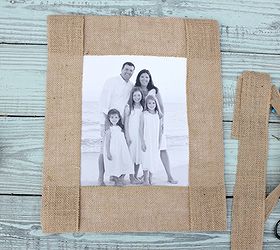 how to make a burlap mat for a picture, crafts, home decor, Add ribbon to all four sides and trim to fit