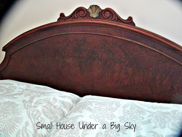 craig s list antique walnut bed revival, painted furniture, repurposing upcycling, Headboard details Isn t that walnut grain gorgeous