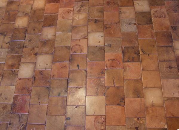 end grain cobble block wood tile flooring