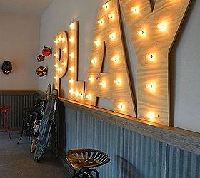 large diy marquee letters, diy, garage doors, garages, how to, lighting, wall decor