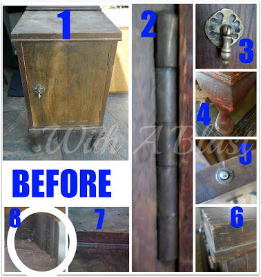 painting a lovely antique, painted furniture, The BEFORE I saw loads of potential immediately