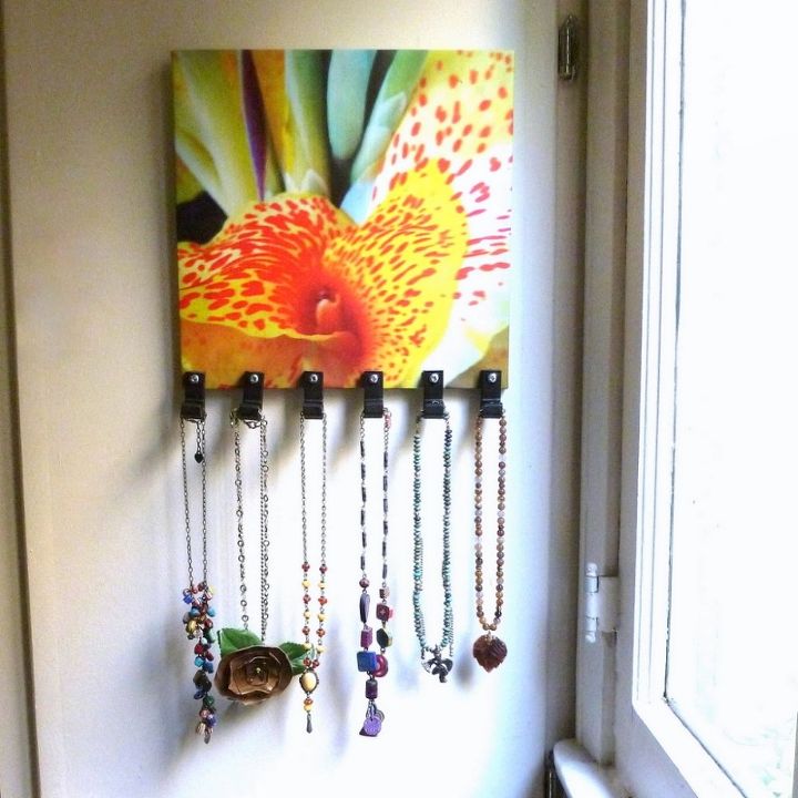 colorful scarf and jewelry hangers made from dollar store canvases, cleaning tips, crafts, home decor, repurposing upcycling