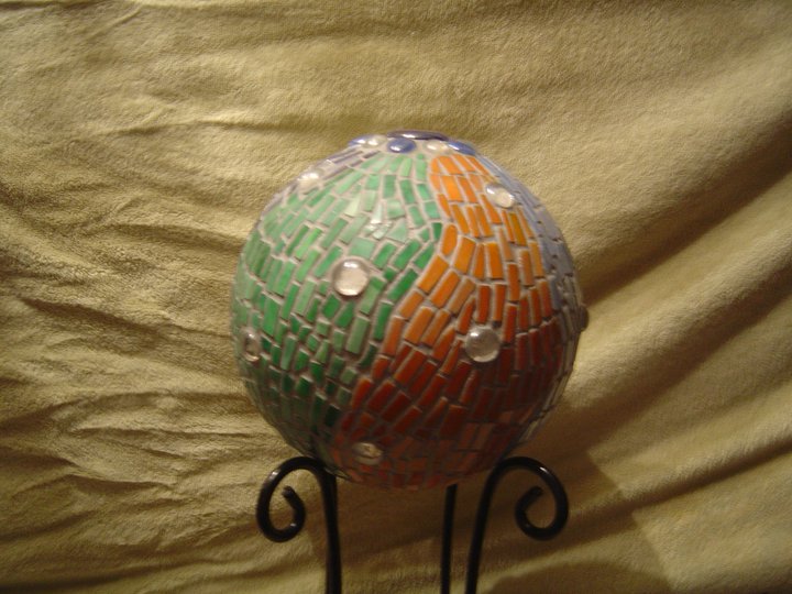 my first mosaic ball created in december 2010, crafts