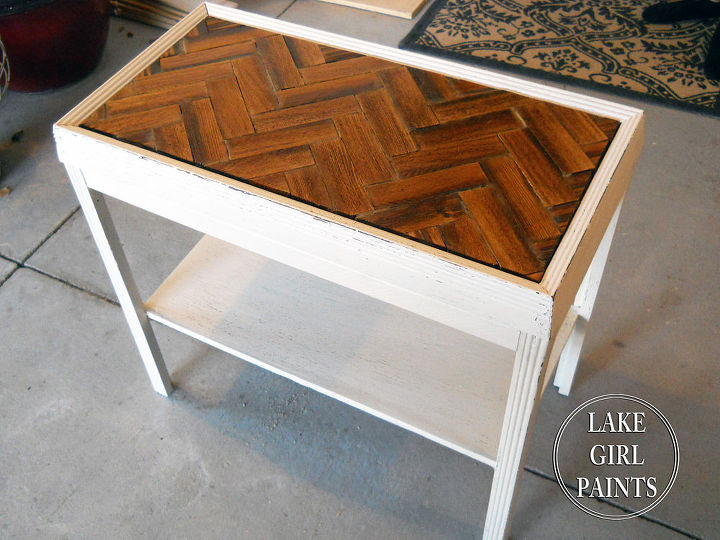 turn lath wood into chevron pattern on table, diy, painted furniture, woodworking projects