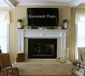 summer mantel, fireplaces mantels, home decor, living room ideas, seasonal holiday decor