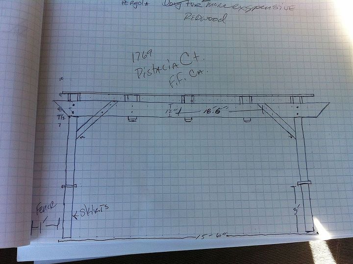 pergola in pool area, outdoor living, pool designs, woodworking projects, Drawing i submitted to client