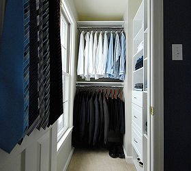 men s master closet renovation, closet, shelving ideas, We made sure we hung each rod so there was adequate space below it to hold men s coats and dress shirts