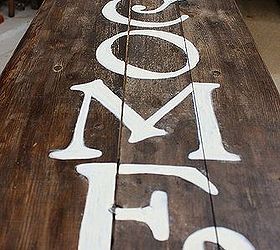 a vintage ironing board turned welcome sign, repurposing upcycling, Painted letters