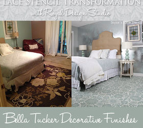 lace stencil floor transformation, bedroom ideas, flooring, home decor, painting, Lace Stencil Transformation with Royal Design Studio Stencils by Bella Tucker Decorative Finishes