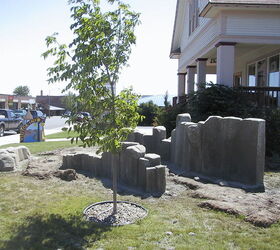 ellensburg chamber of commerce pond less waterfall before and after photos, landscape, outdoor living, ponds water features, August 2005 Faux Basalt Walls in place time to dig it