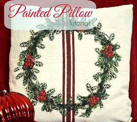 pottery barn inspired holly leaf pillow, crafts, painting, seasonal holiday decor