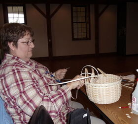 basket weaving class i took and basket i made 11 3 12, crafts, Julie wrapping top u can c she was loose wrapping hers like I was same size as mine she has made baskets before I never have so I felt great