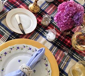 table top ideas for the holidays, seasonal holiday decor, Using a vintage flannel blanket as the tablecloth I was inspired to create a country holiday feel