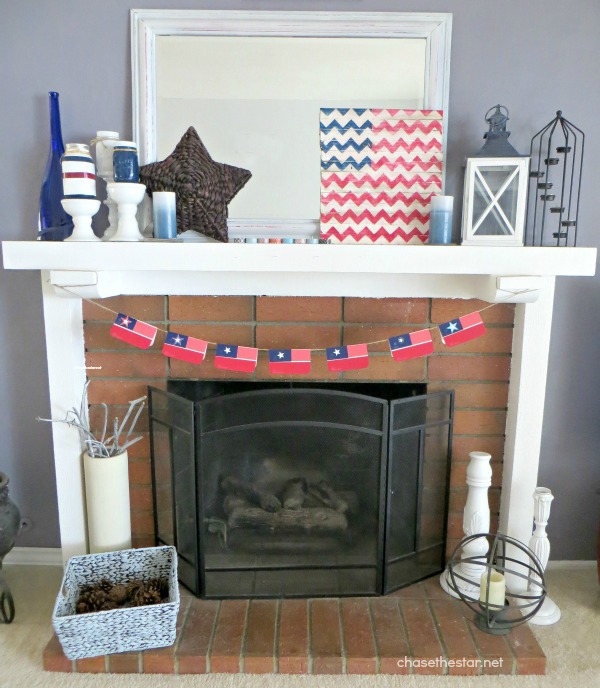 4th of july mantel, patriotic decor ideas, seasonal holiday d cor, Red white and blue 4th of July chevron wood plank flag