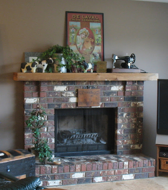 revamping an outdated brick fireplace without destruction, concrete masonry, fireplaces mantels, home decor, A typical unassuming brick fireplace with a tiny mantel was in need of a new look