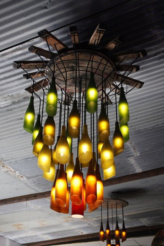 ideas on how to recycle wine bottles, Bottle Lamp