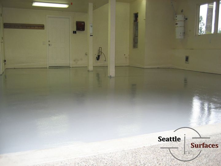 solid color epoxy garage floor, concrete masonry, flooring, garages, Solid Color Epoxy Flooring with Urethane Top Coat