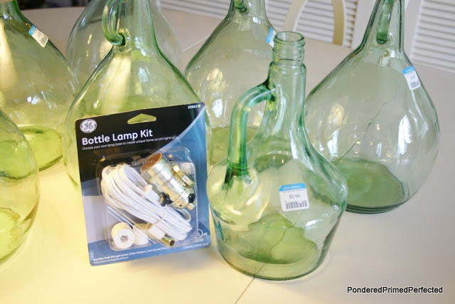 turning thrift store wine bottles into lamps, lighting, repurposing upcycling, Thrift Store wine bottles and an inexpensive lamp kit are all you need to create a lamp that compares to those sold at Pottery Barn and Ballard for upwards of 99 for the smallest available