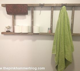 upcycled repurposed ladder bathroom shelf diy, bathroom ideas, repurposing upcycling, shelving ideas, storage ideas