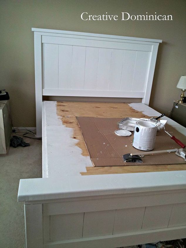 diy farmhouse bed, bedroom ideas, diy, painted furniture, woodworking projects