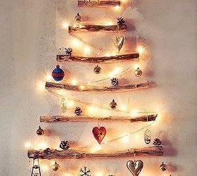 alternative to the holiday tree and toppers, christmas decorations, seasonal holiday decor, Make a wall tree out of just about anything this one is driftwood
