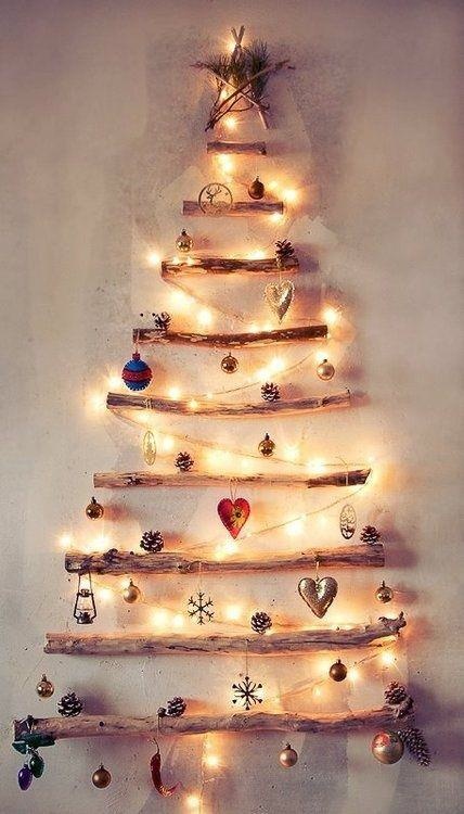 alternative to the holiday tree and toppers, christmas decorations, seasonal holiday decor, Make a wall tree out of just about anything this one is driftwood