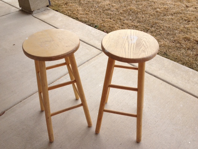 gold dipped bar stools, painted furniture, Before
