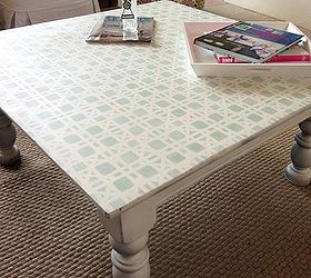 furniture stencil ideas for table tops with rattan stencil, painted furniture, Bari J used the Small Rattan Wallpaper Stencil to makeover her coffee table