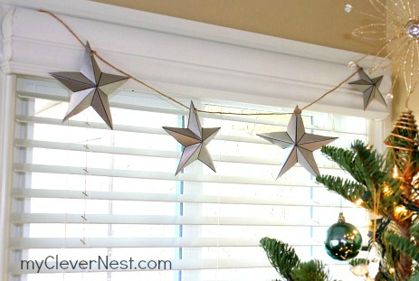 paper star garland, crafts, seasonal holiday decor, shabby chic, These adorn all my living room windows