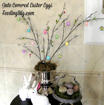 jute covered easter eggs dollar tree craft, crafts, easter decorations, seasonal holiday decor