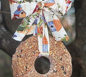 bird seed wreath, crafts, wreaths, 6 I used some fabric strips ripping it to tie a ribbon around it and add and add a bow Hang it in an area that won t be exposed to the rain