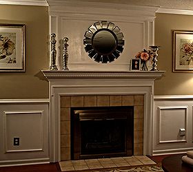 budget living room overhaul, fireplaces mantels, home decor, living room ideas, Our living room remodel included building a fireplace overmantle installing wainscoting and crown moulding