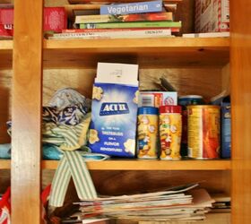 organizing kitchen cabinets with a cork message center, kitchen cabinets, kitchen design, organizing, Here I store all my recipes both loose and in books