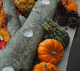 autumn log centerpiece, crafts, seasonal holiday decor, Autumn Log Centerpiece via sasinteriors net