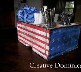 diy patriotic silverware and napkin caddy, crafts, patriotic decor ideas, seasonal holiday decor