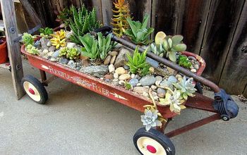 Vintage Red Flyer Wagon - Planter With Succulent Plants