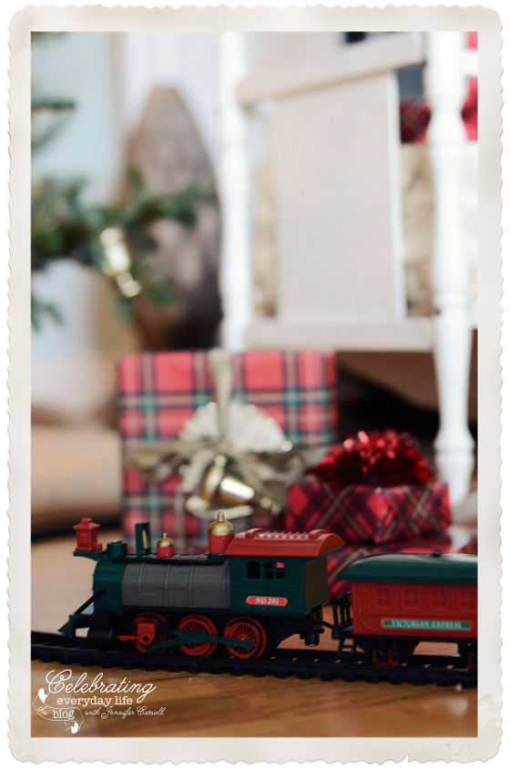 gift wrapping inspiration and old fashioned christmas decor, seasonal holiday d cor, A Christmas Train encircling festively wrapped Christmas gifts