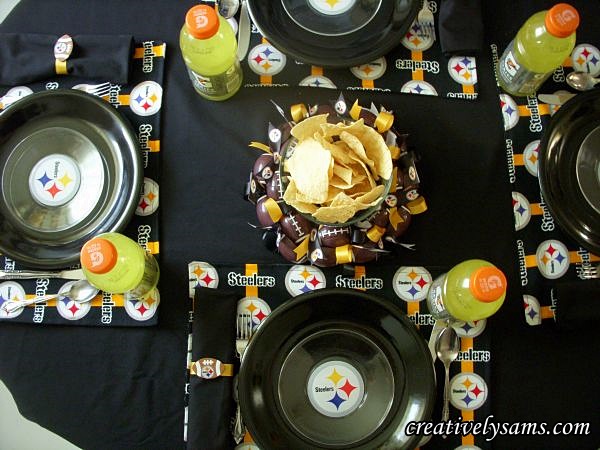 steeler tablescape, home decor, I now have a customized tablescape that makes the football fans in my home very happy